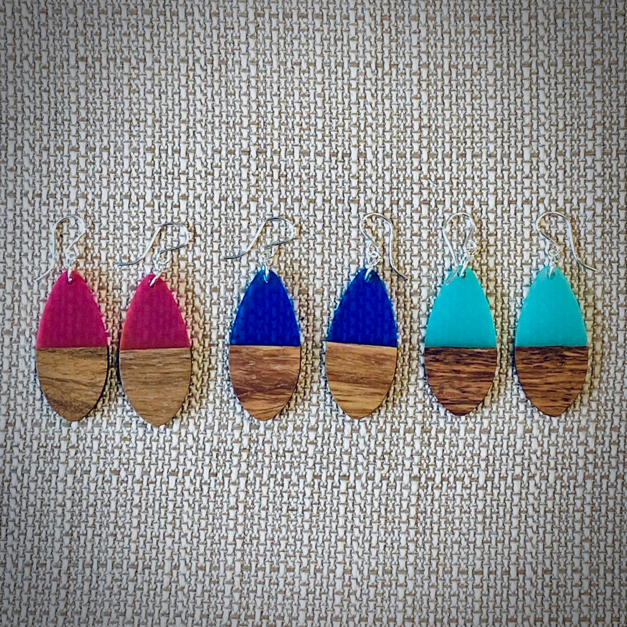 Modern Boho - Ellipse, 3 Colors - Wood/Resin Earrings