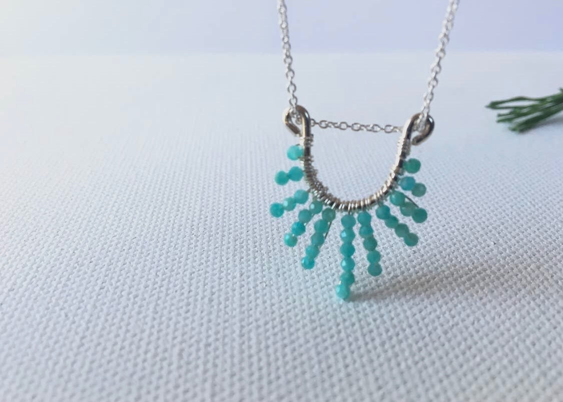 Sterling Silver Horse Shoe Amazonite Necklace