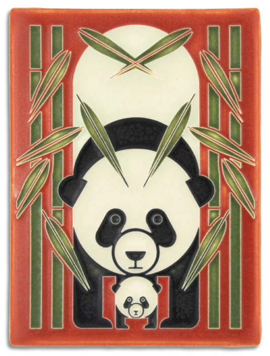 Motawi Panda Panda Tile - Red