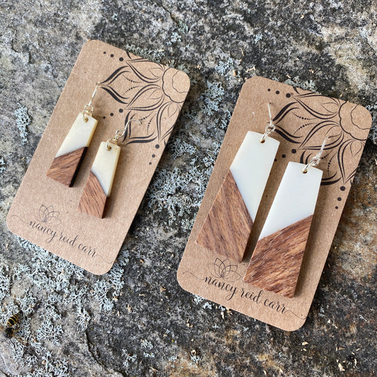 Modern Boho Collection - Trapezoid Drop Earrings Wood/Resin - 4 colors