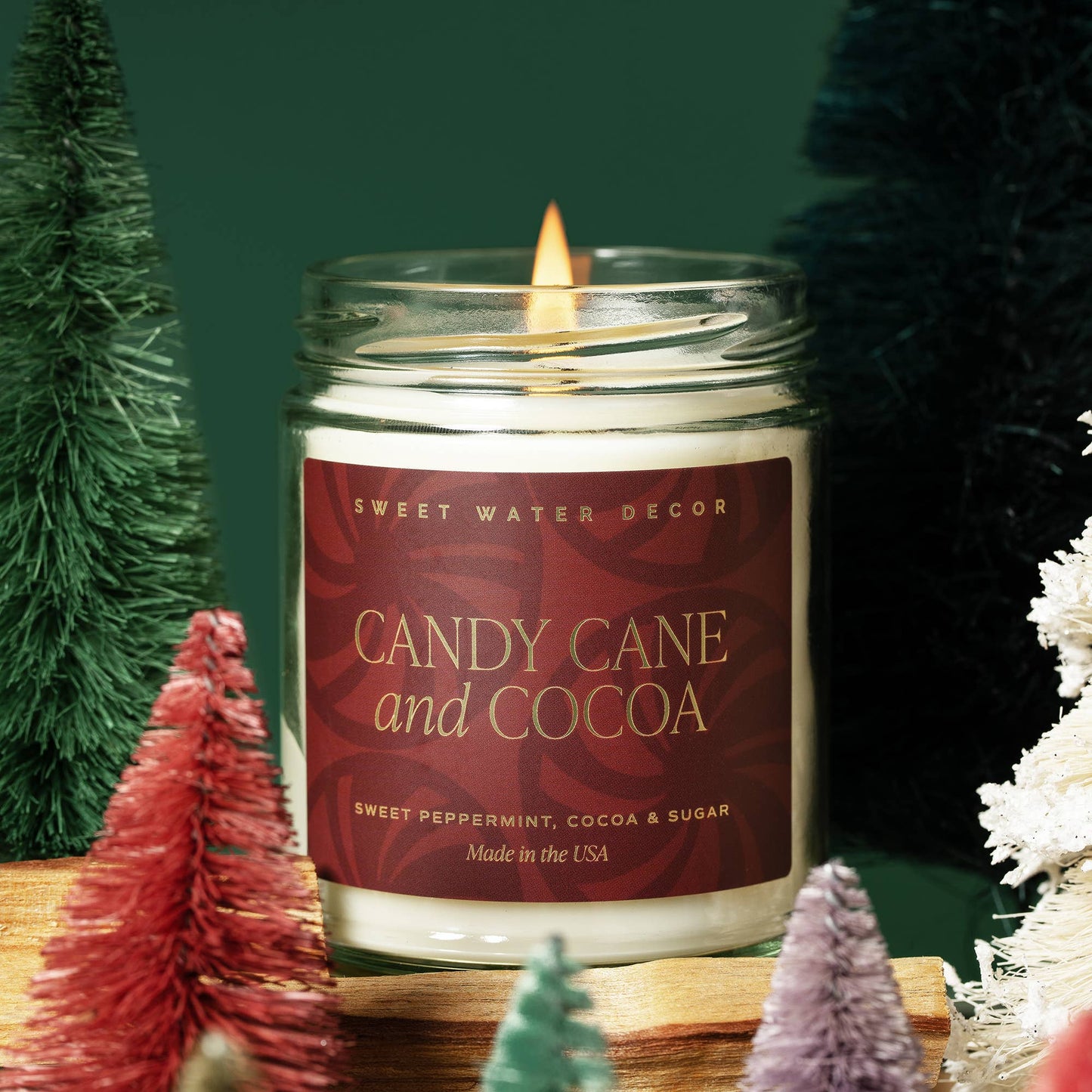 Candy Cane and Cocoa 9 oz Soy Candle (Gold Foil) - Decor