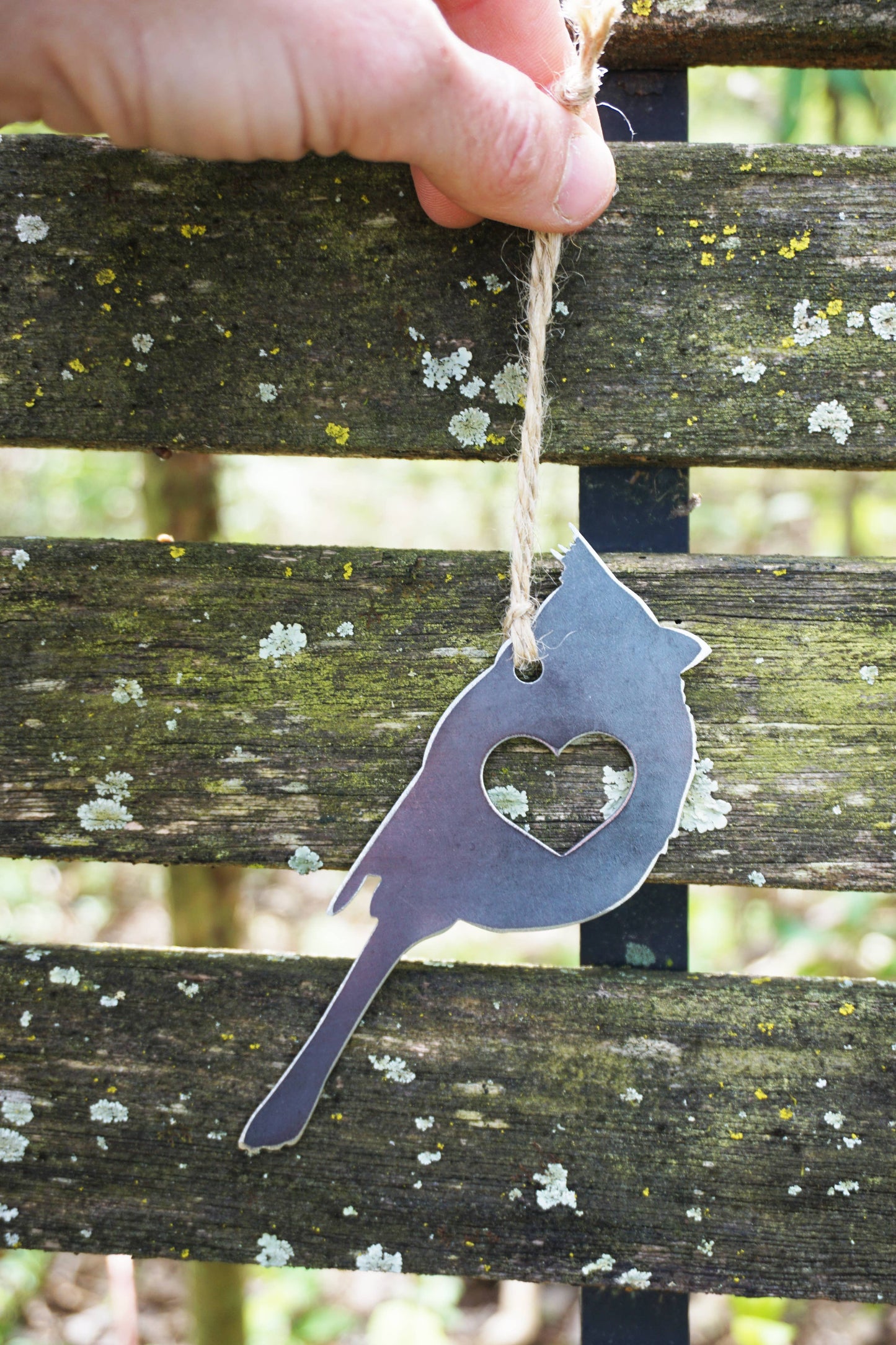 Cardinal Raw Steel Metal Ornament