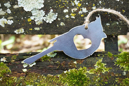 Cardinal Raw Steel Metal Ornament