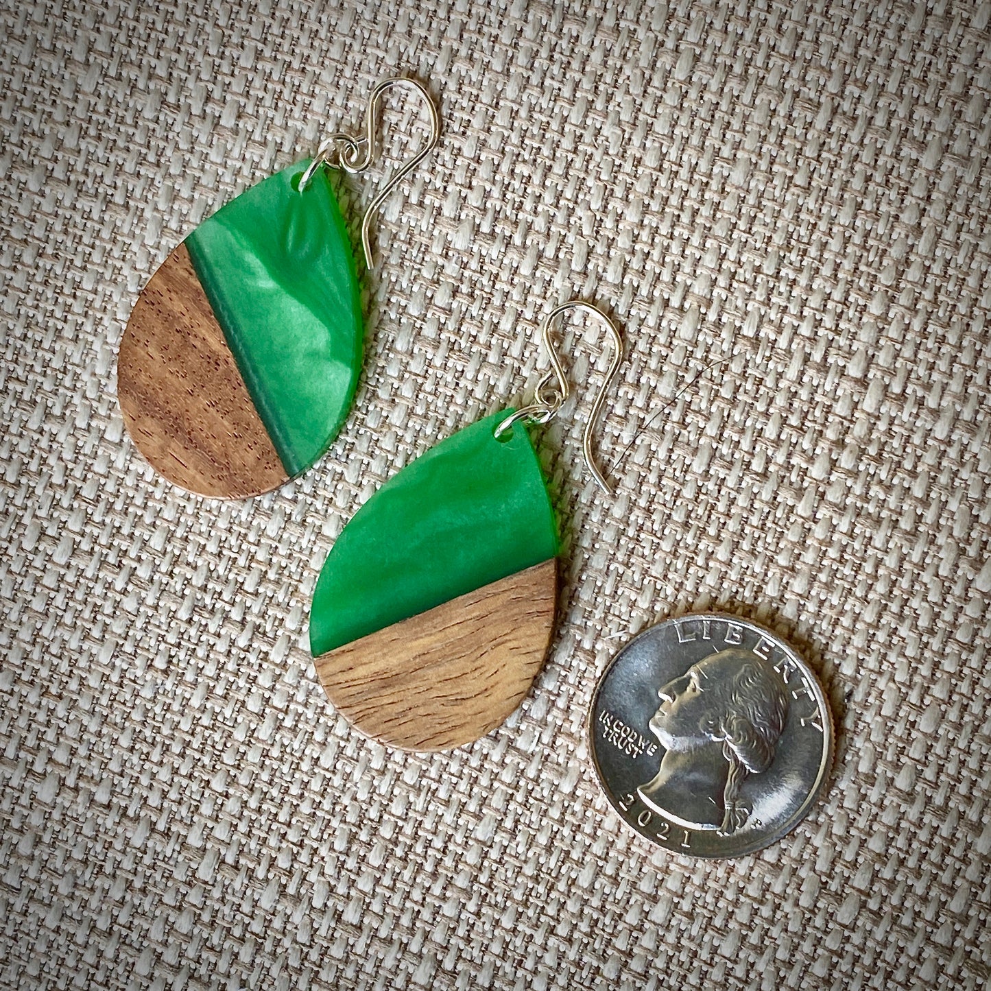 Modern Boho - Teardrop - Wood & Resin Drop Earrings