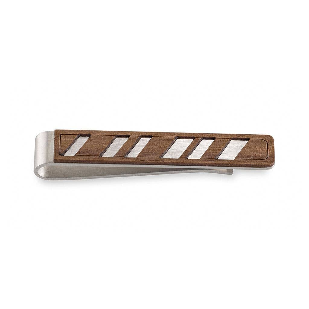 Treeline and Tide - Tie Clip - Diagonal Lines, Walnut