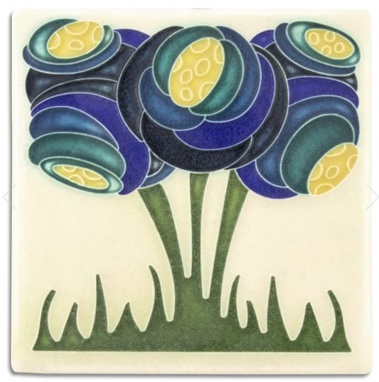 Motawi Zoom Blooms Tile - Blue