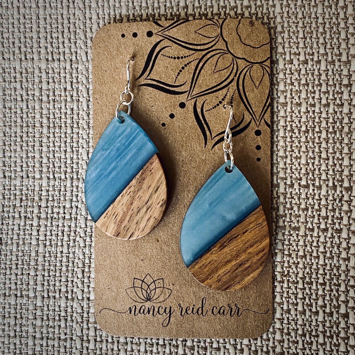 Modern Boho - Teardrop - Wood & Resin Drop Earrings