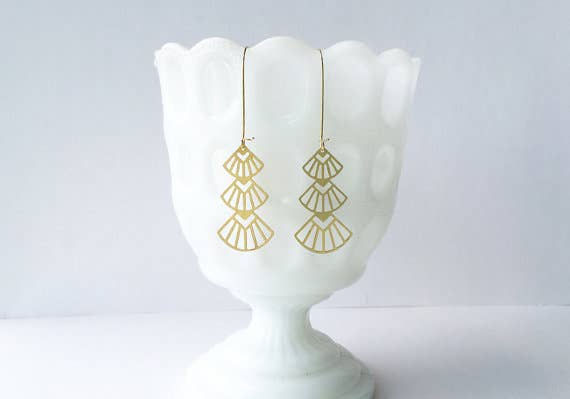 Art Deco Triangles Stacked Earrings