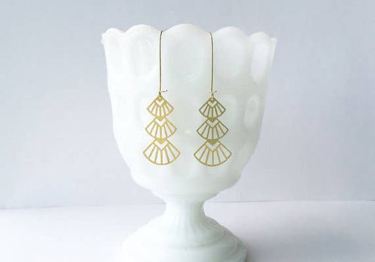 Art Deco Triangles Stacked Earrings