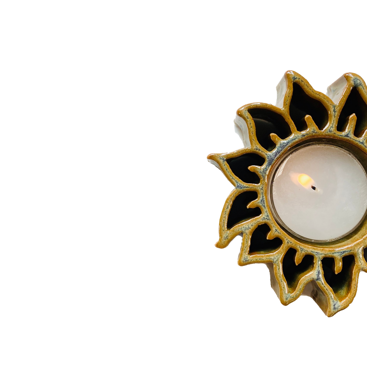 Sunflower Tealight Holder - Stoneware Pottery