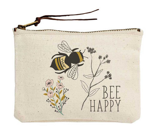 Bee Happy Bees Canvas Pouch