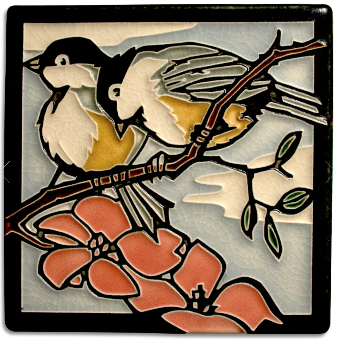 Motawi Spring Chickadees Tile