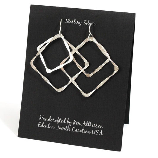 Double Squares Hammered Earrings