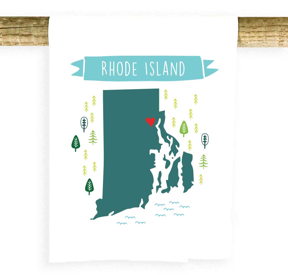 Rhode Island Map Highlight Towel