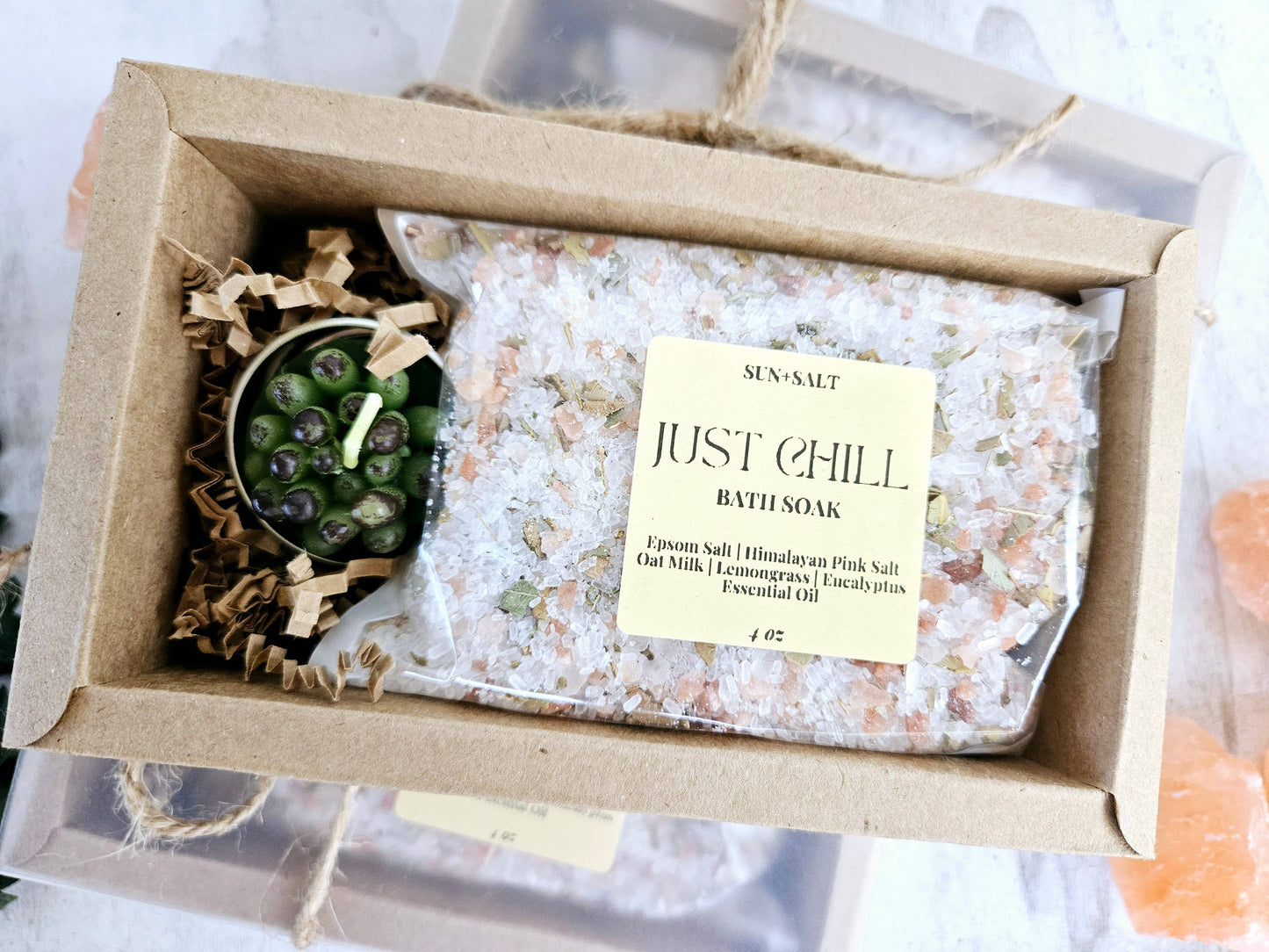 Just Chill Bath Salt & Succulent Candle Gift Set Bath Soak