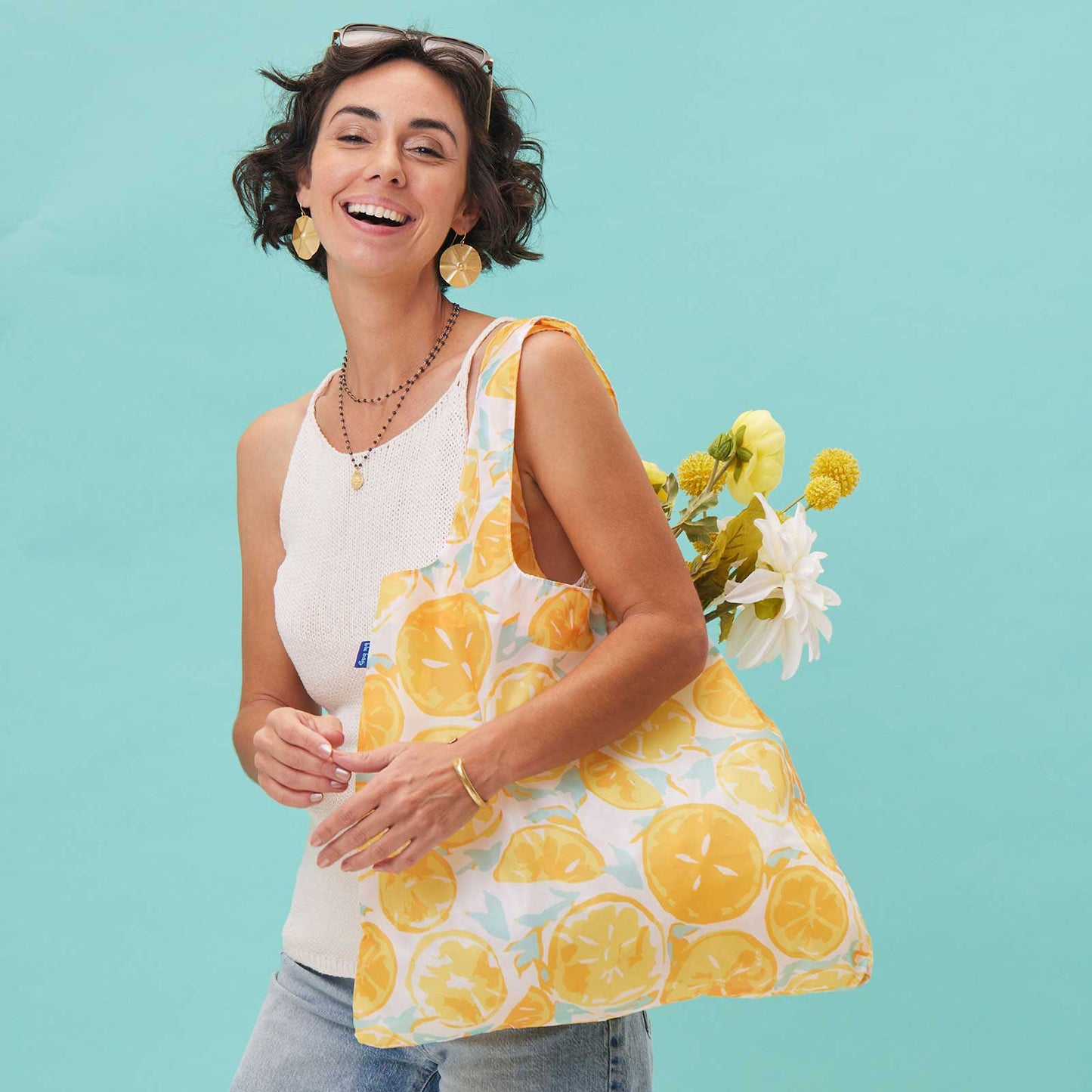 LEMON SLICES blu Bag Reusable Shopper Tote