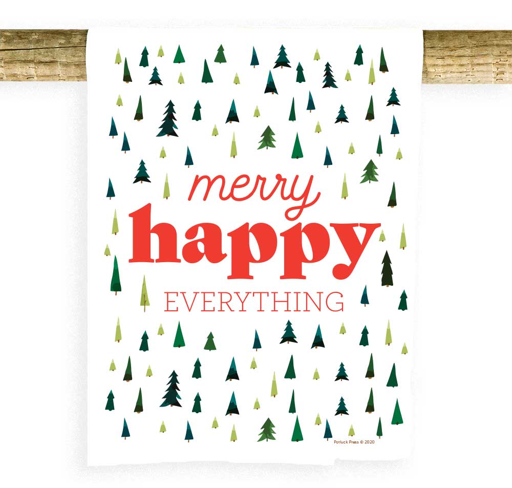 Merry Happy Everything Trees Towel