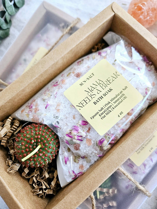 Mama Needs A Break Bath Salt & Succulent Gift Set Bath Soak