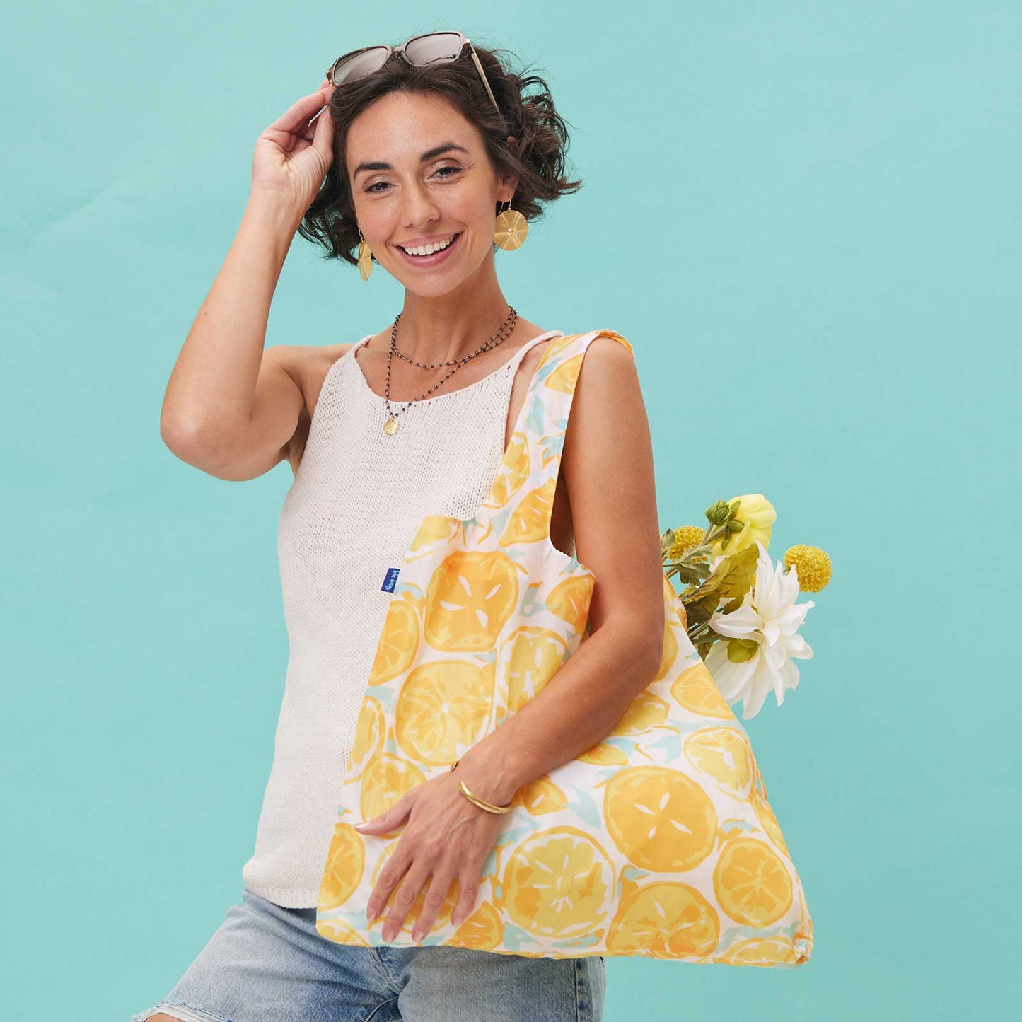 LEMON SLICES blu Bag Reusable Shopper Tote