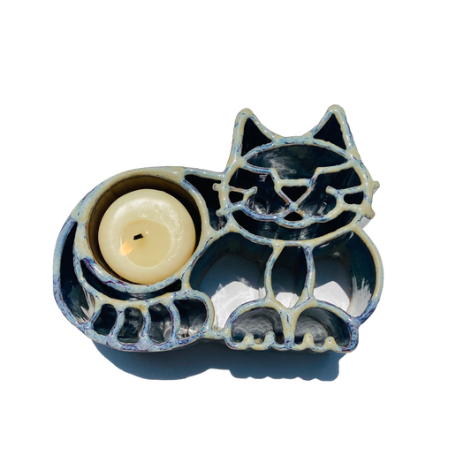 Cat CandlePot - Stoneware Pottery