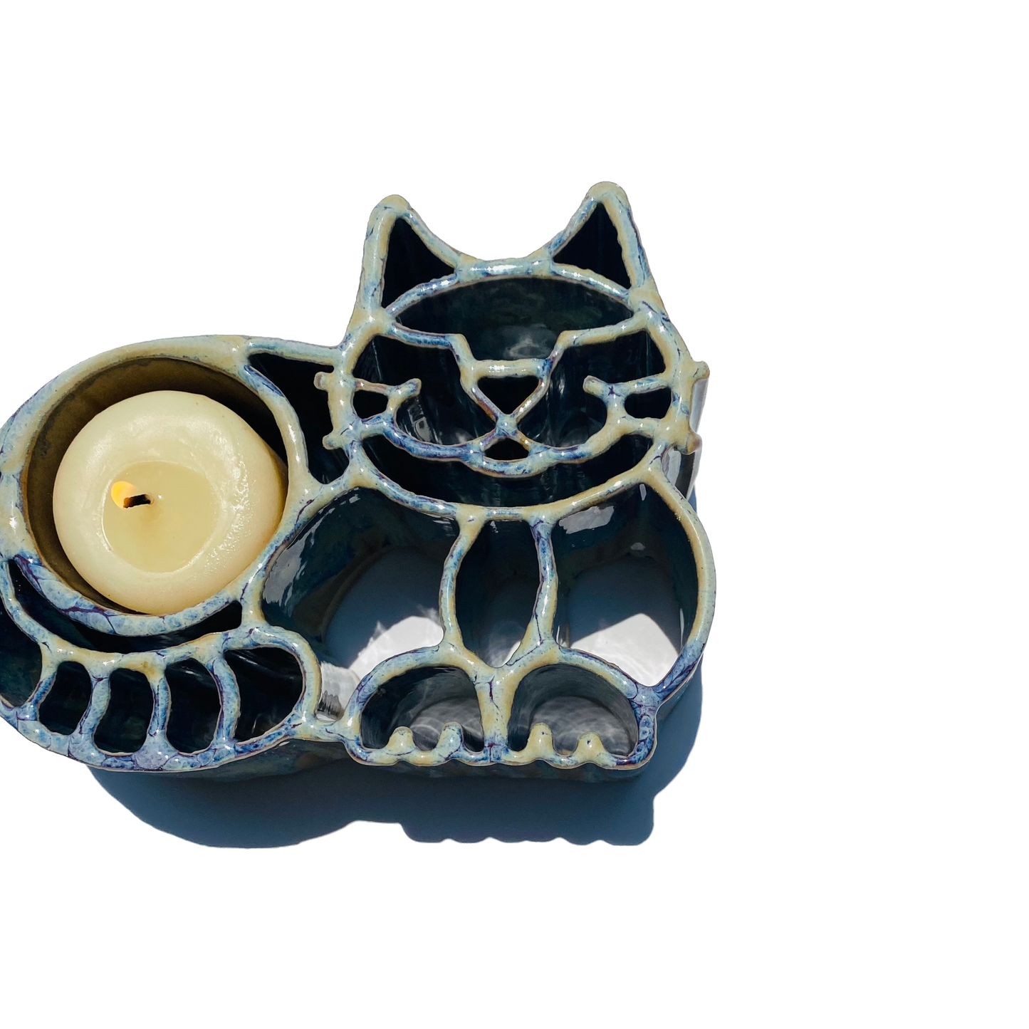 Cat CandlePot - Stoneware Pottery