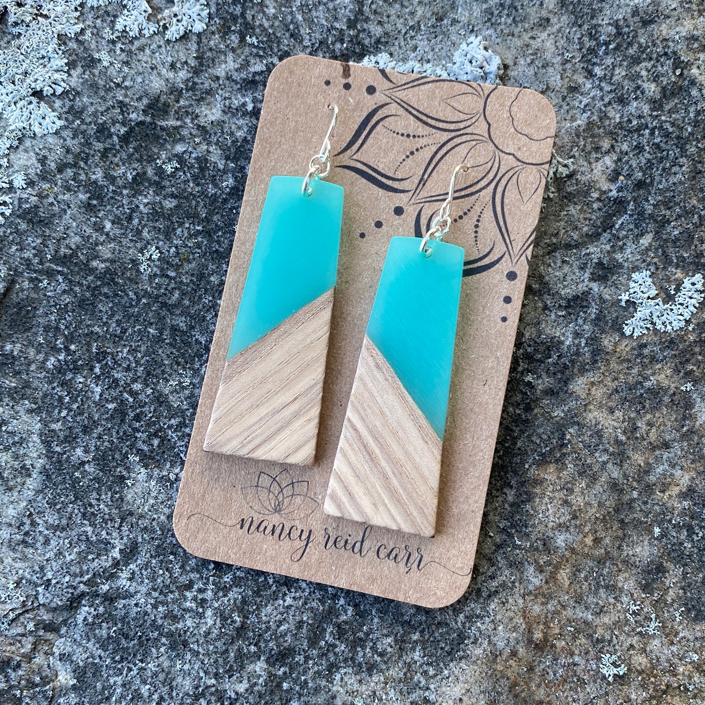 Modern Boho Collection - Trapezoid Drop Earrings Wood/Resin - 4 colors